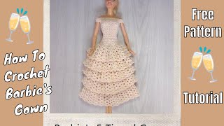 Barbie Clothes  Ivory Tiered Gown 🍾 [upl. by Podvin]