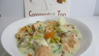 Recette de la blanquette de la mer  Blanquette aux poissons et crustacés [upl. by Mairam]