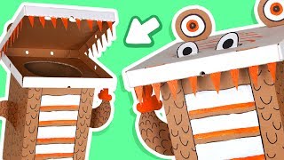 Cardboard Dinosaur Dustbin  Crafts Ideas With Boxes  DIY on Box Yourself [upl. by Nnylrefinnej]