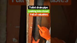 Toilet leaking into down stairs closet causes irreparable damage plumbing service repair [upl. by Aynatahs]