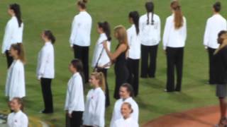 Singing of the US and Australian national anthems before the DodgersDiamondbacks game 3222014 [upl. by Esineg]