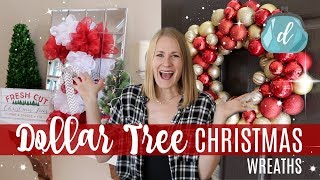 DOLLAR TREE CHRISTMAS DIYS 🎄 Classy amp Easy Wreaths 2017 [upl. by Nwahser]