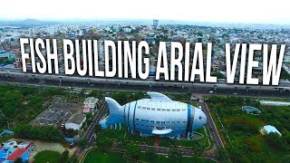 Fish Building Hyderabad Drone Aerial View  4K Ultra [upl. by Zahavi190]