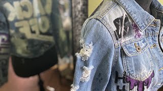 Easy DIY Graffitti Denim Jacket customized with acrylic and fabric paint [upl. by Marko228]