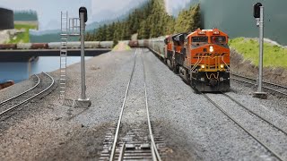 Model Railroad Full Mainline CAB RIDE – HO Scale BNSF Marias Pass [upl. by Nylyahs]