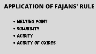 Applications of Fajans Rule [upl. by Kotta]