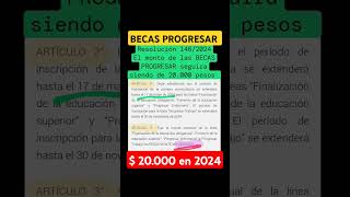 👉 El monto de las BECAS PROGRESAR seguira siendo de 20000 en el año 2024 becasprogresar Progresar [upl. by Richman]