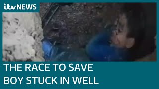 Ongoing rescue mission to save fiveyearold boy trapped in Moroccan well  ITV News [upl. by Arrais903]