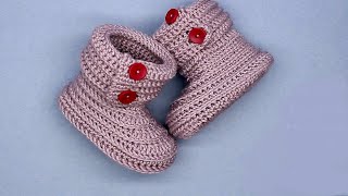 DIY crochet baby booties for beginners VasilisaCatherine [upl. by Guinna682]