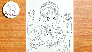 How to Draw Lord Ganesha in Lord Shiva Style  Easy Step by Step Drawing of Lord Ganesha [upl. by Dalpe517]