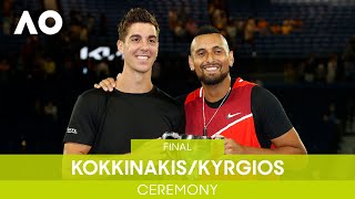 Mens Doubles Ceremony  KokkinakisKyrgios v EbdenPurcell F  Australian Open 2022 [upl. by Ydospahr15]