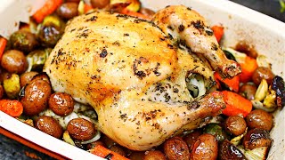 One Pan Roast Whole Chicken and Vegetables Recipe  How to Roast a whole Chicken [upl. by Ardnuat]