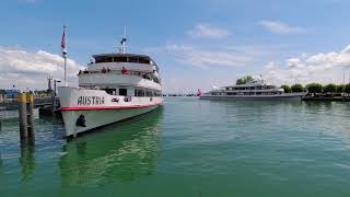 Fahrgastschiffe die weiße Flotte Bodensee Schifffahrt Österreich Schweiz Hafen Konstanz [upl. by Eadie368]