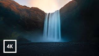 Waterfall Sounds for Sleep at Skógafoss in Iceland  4k 1 Hour ASMR [upl. by Suoicerp]