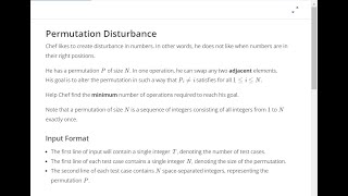 Permutation Disturbance Codechef Solution Starter 126  Codechef Solution Starter 126 codechef c [upl. by Elfie]