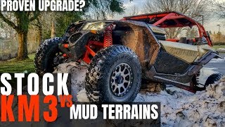 CanAm X3 Stock Tires Vs BfGoodrich KM3 Mud Terrains [upl. by Knowle]