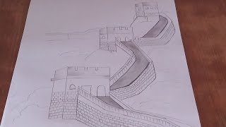 How to draw great Wall of china step by step simply [upl. by Esaj]