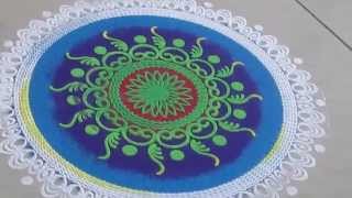 Rangoli design making with stencil  part 3 [upl. by Ayanad]