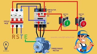 3 phase motor starter Control overload Wiring diagram [upl. by Silyhp]