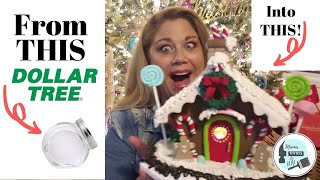 Watch Me Turn A Dollar Tree Jar Into A  Lighted Gingerbread House [upl. by Hodgkinson]