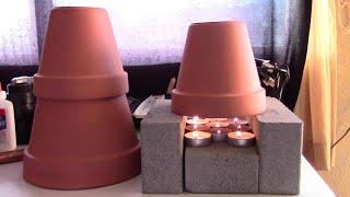 DIY Survival Air Heater 300w450w of heat uses NO electricity cooks too claybrick radiant heat [upl. by Rossy]