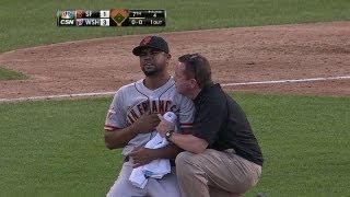 SFWSH Rosario exits after being hit with line drive [upl. by Gardal511]