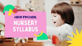 Nursery or Pre KG Latest Full Syllabus  Kidzee Preschool  Nursery Age group 25 year to 35 year [upl. by Philoo]