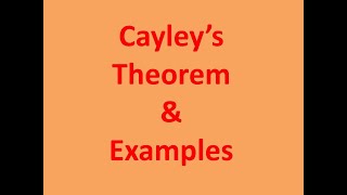 Cayley’s Theorem  Examples [upl. by Ademla]