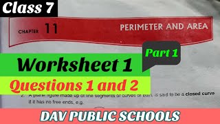 DAV maths class 7 chapter 11 worksheet 1 [upl. by Eimak65]