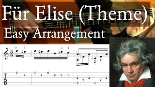 FUR ELISE Theme  Easy Arrangement  Beethoven  Full Tutorial with TAB  Fingerstyle Guitar [upl. by Rickie]