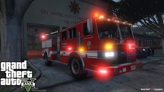 GTA 5  Rescue Mod V By Gangrenn Day 15  Firefighter Mod  Pierce LAFD Firetruck By PimDSLR [upl. by Dolorita225]