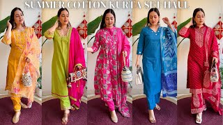 100 Cotton Kurta Set with Dupatta Haul from Fashor  Plus Size S to 6XL Kurta Sets  Mahima Giri [upl. by Malinde]