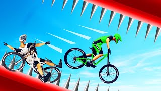 1000 SPIKES vs JELLY On A BIKE Descenders Wipeout [upl. by Leemaj]