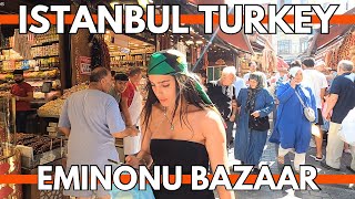 Istanbul Turkey Beautiful Eminonu Bazaar Walking Tour  4K UHD 60FPS  August 2023 [upl. by Boonie]