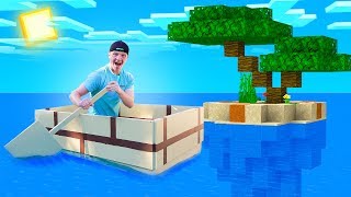 SPENDING 24 HOURS IN A REAL MINECRAFT BOAT [upl. by Hoo798]