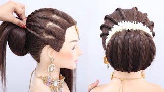 Amazing bun hairstyle for wedding and party  simple and easy bun hairstyle for beginners hairstyle [upl. by Schoenberg]