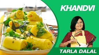 Khandvi Recipe by MasterChef Tarla Dalal  Gujarati Delicacy [upl. by Marozik]