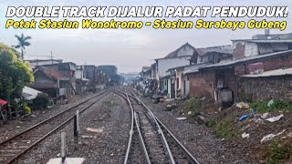 MELINTASI JALUR DOUBLE TRACK PEMUKIMAN PADAT PENDUDUK Backride View Kereta Api Comuterline Dhoho [upl. by Emmy]