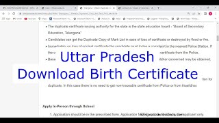 Uttar Pradesh  Download or View Birth Certificate Online [upl. by Laks]