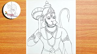 Lord Hanuman Drawing  How to draw Lord Hanuman Step by Step  Bajarang Bali Drawing [upl. by Suzan]