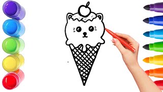 How To Draw cute icecreamdrawing Ice Cream Drawing Painting amp Coloring For Kids and Toddlers🌈🎨 [upl. by Atnuahsal403]