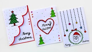 3 Easy amp Beautiful white paper christmas Card makingDIY Merry Christmas greeting cardHandmade card [upl. by Vachill856]