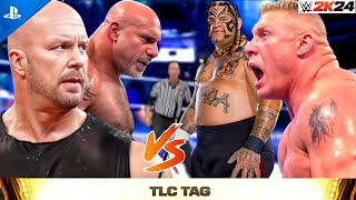 Stone Cold amp Goldberg VS Brock Lesnar amp Umaga  WrestleMania TLC Match [upl. by Netsoj]