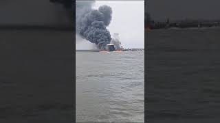 BRITAINAYOU FPSO IN FORCADOS OFFSHORE OIL FILED ON FIRE IN NIGERIA [upl. by Hadik711]