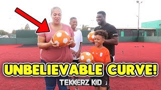 Insane SWERVE amp CURVE Freekicks Challenge  Tekkerz Kid amp Romello vs Mum amp Dad [upl. by Atsiuqal]