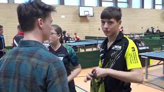 Deichert Hoermann vs Burandt Reindl Bayer Jugendm Ansbach 20181208 Table Tennis Stativ 9 [upl. by Wixted288]