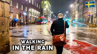 Sweden Stockholm 4K  Rainy Night Walk [upl. by Irat]