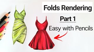 How to show folds in Garments  Folds Rendering Explained  Fashion Illustration [upl. by Garges]