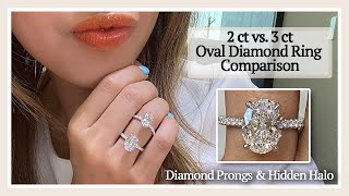 Oval Diamond Size Comparison on Hand  2ct vs 3ct [upl. by Obidiah]