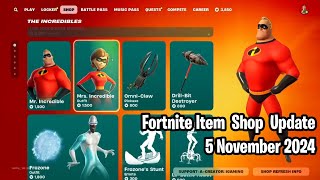 🔥 Fortnite Item Shop Update November 5 2024 The Incredibles The Weeknd and More 💎 [upl. by Willock]